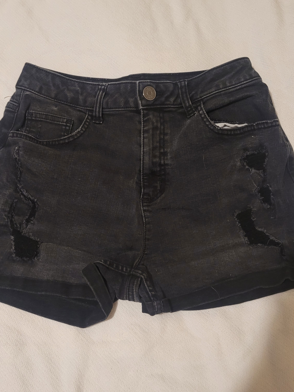 Justice Women's Distressed Black Denim Shorts